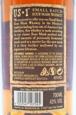 US*1 Original Sour Mash Whiskey -Jura Verkaufsgeschäft MichtersSourMash3