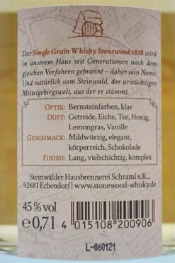 Stonewood 1818 2011 10 Jahre Bavarian Single Grain Whisky -Jura Verkaufsgeschäft dsc08433